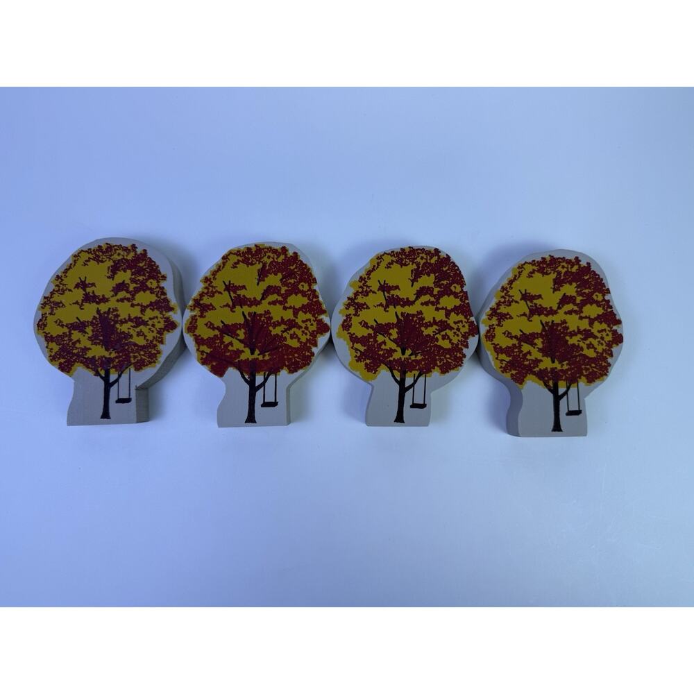 Cat’s Meow Set Of 4 Red Maple Tree Shelf Sitter Wood Village Accessory - Picture 2 of 4